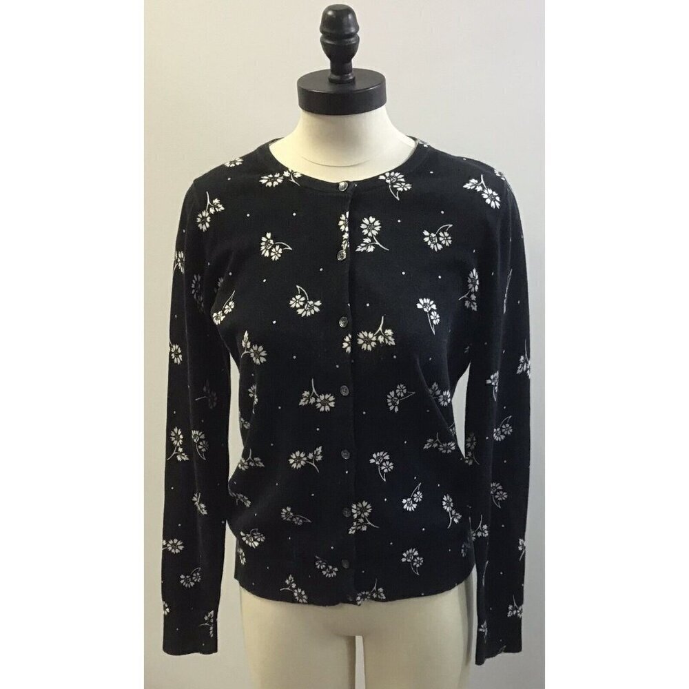 Womans Lands End Cardigan size XS 2-4 Black and White